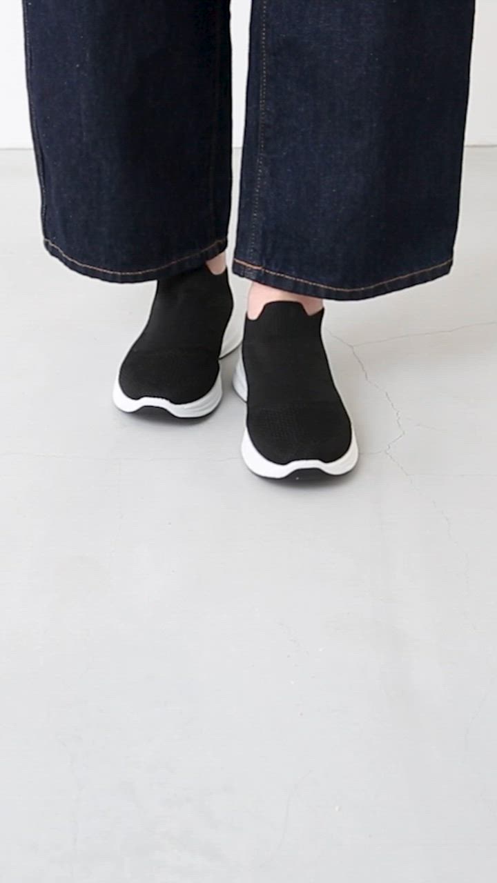 スニーカー交換無料イベント スリッポン ニット コンフォートシューズ レディース 黒 ブラック 軽量 送料無料 一部12月末日頃発送予定 11/20 9:59マデ 2,699円 | welleg | 23