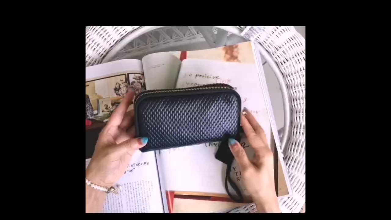 格安新品  ポーチ 本革 化粧ポーチ マルチポーチ ダブルファスナー レザー バッグ