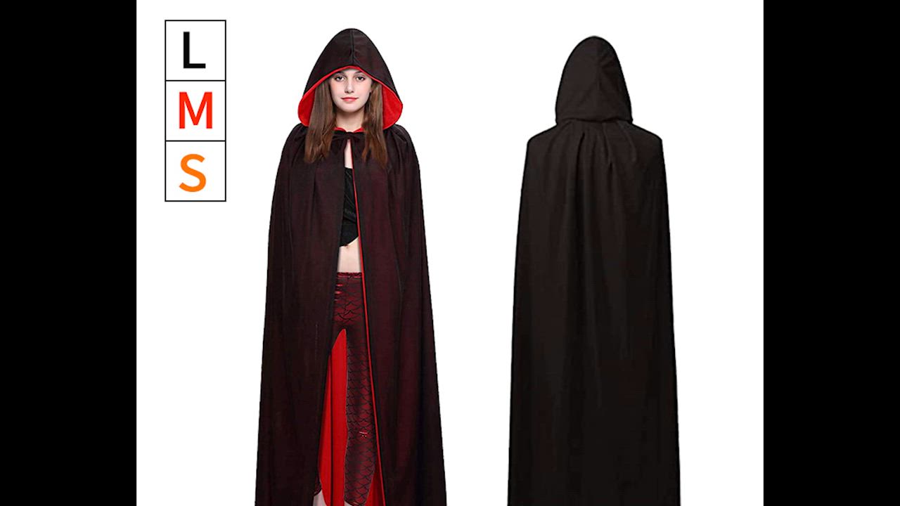 年末のプロモーション特価！ ハロウィン フード付き 赤と黒の リバーシブル 男女兼用 マント ジャケット・アウター