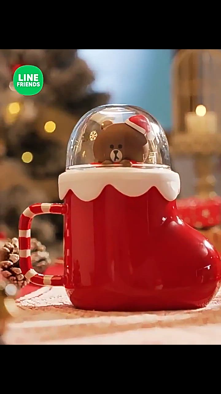 【あす楽対応】 クリスマス限定】LINE FRIENDS マグカップ 蓋付き 3Dの ミュージシャン