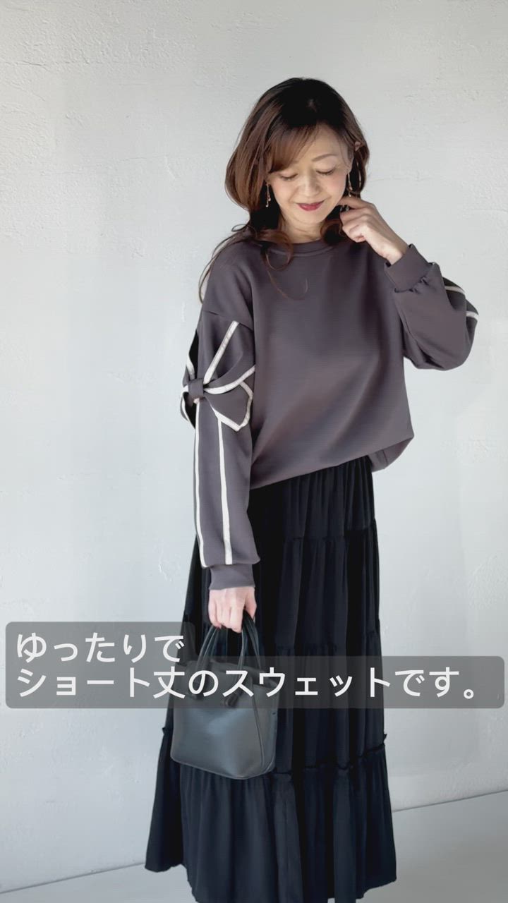 OTONA トップス カットソー ラク可愛いを楽しめる袖リボン