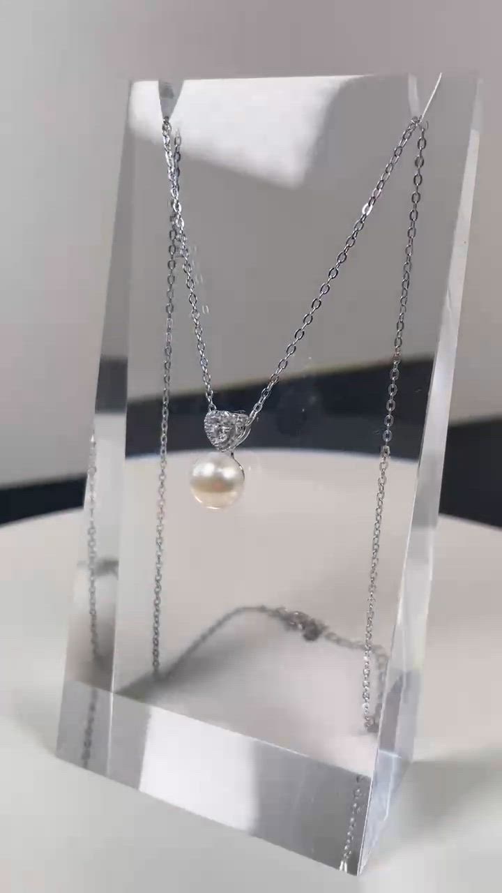 ネックレス レディース パールネックレス モアサナイト 金属