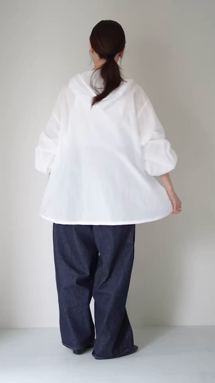 mizuiro ind（ミズイロインド） フーデッド シャツ / フード フーディー 長袖 ブラウス チュニック 薄手 mizuiroind mizuiro ind（ミズイロインド） フーデッド シャツ