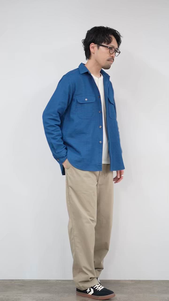 ⭐️売切御免⭐️インディゴ染め×刺し子デニム ダッフルコート　ビッグシルエット EDWIN 505ZXX REGULAR ストレートデニム【裾上げ済み