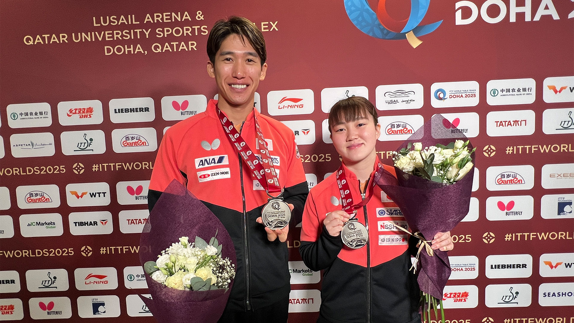 【世界卓球】混合ダブルス銀メダル獲得の吉村真晴・大藤沙月ペア「試合を重ねるたびに成長した結果の銀メダル。何より楽しかった！」