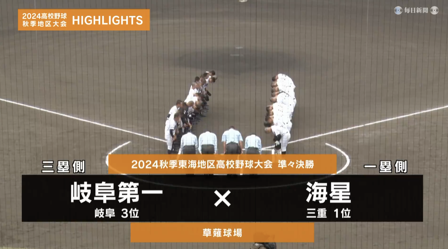 【高校野球秋季地区大会】東海・準々決勝（岐阜第一 vs 海星）　ダイジェスト