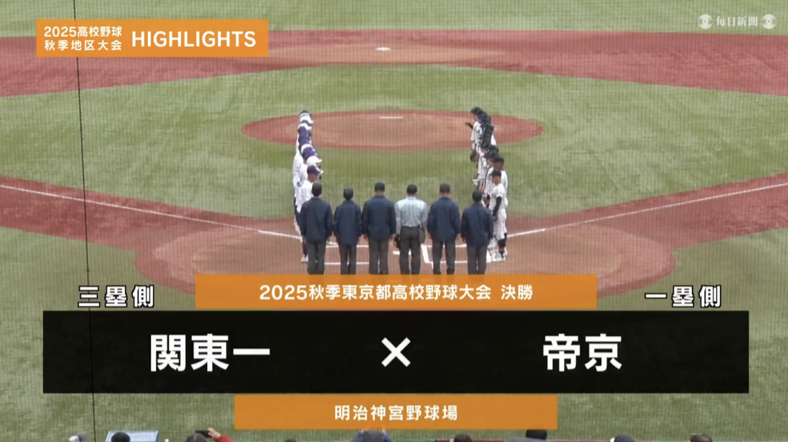 【高校野球秋季地区大会】東京・決勝（帝京 vs 関東一）ダイジェスト