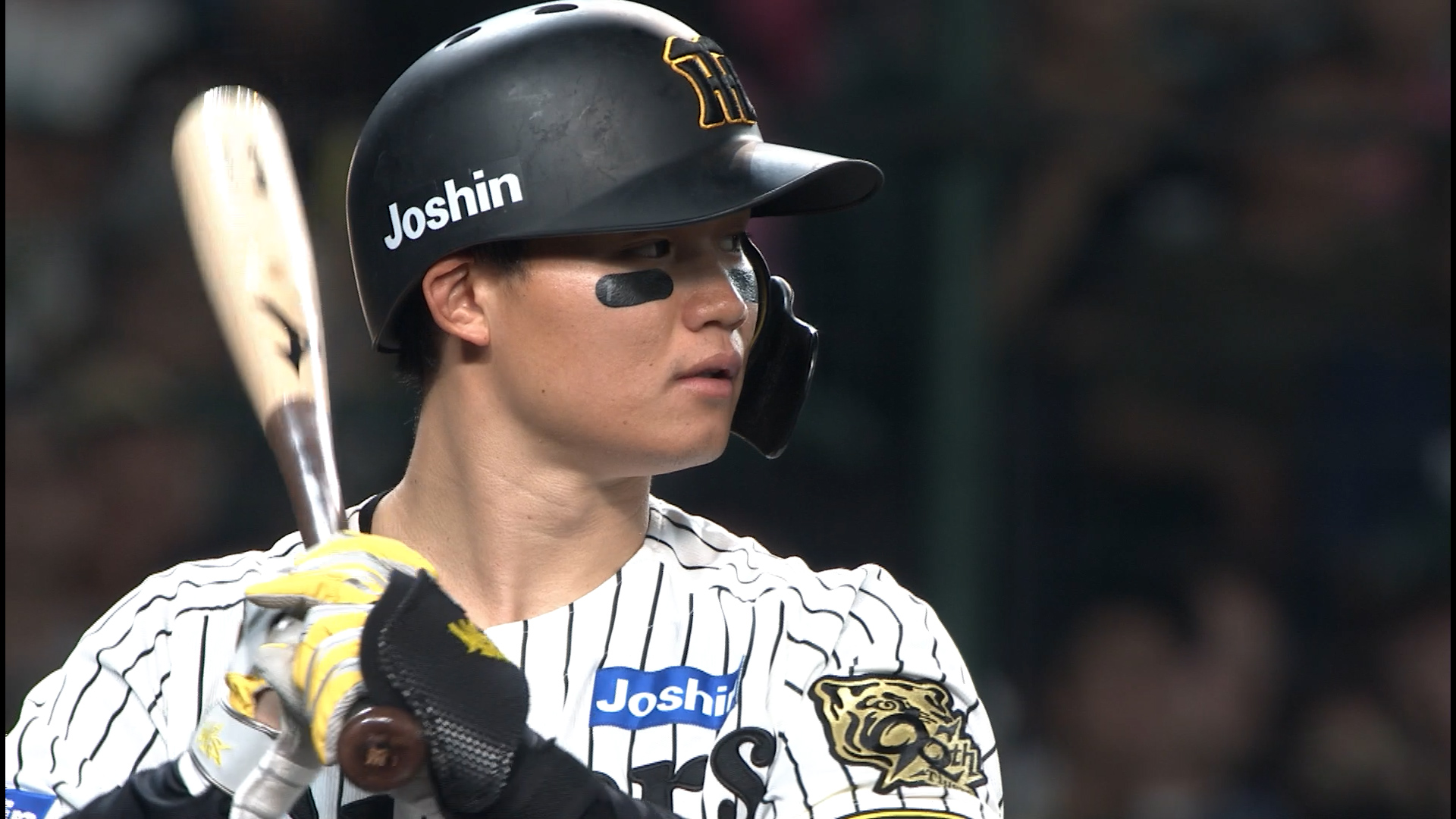 阪神 2点セット 阪神タイガース／デカッ 10㎝メタル缶バッジ 甲子園外野席限定