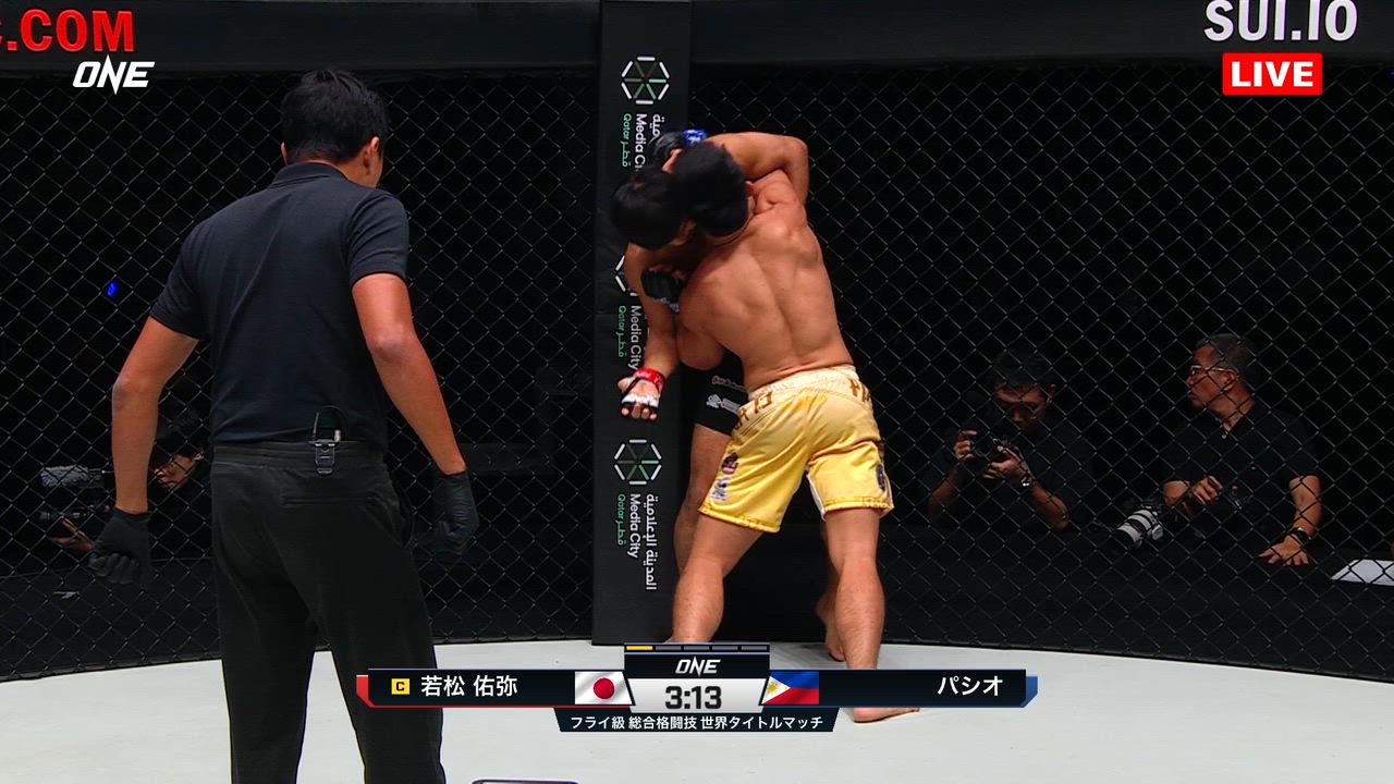 【ONE】若松佑弥の強烈ヒザ！圧巻TKO勝利で王座初防衛！｜ONE173：スーパーボン vs. 野杁正明