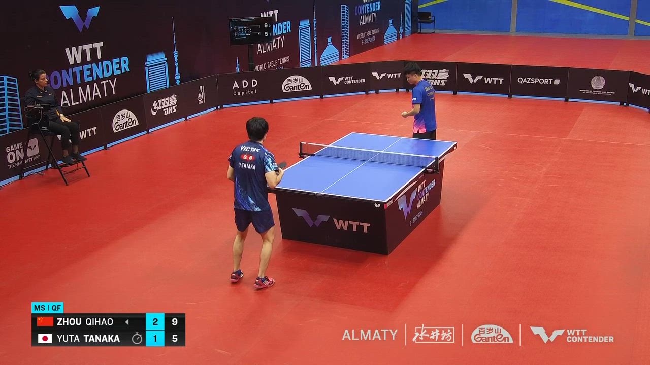 【準々決勝】田中佑汰 vs 周啓豪｜WTTコンテンダーアルマトイ2024