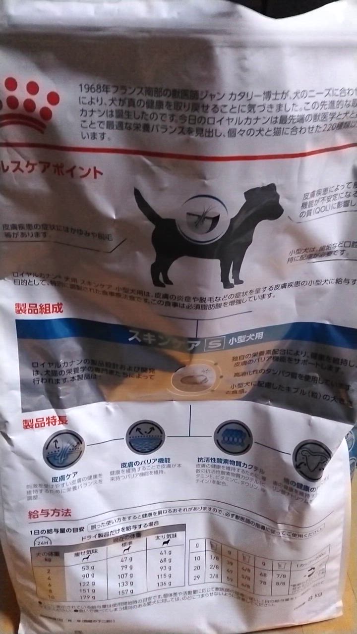 ①ロイヤルカナン 食事療法食 犬用 スキンケア小型犬用S(8kg) ロイヤルカナン 食事療法食 犬用 スキンケア 小型犬用S 8kg(旧
