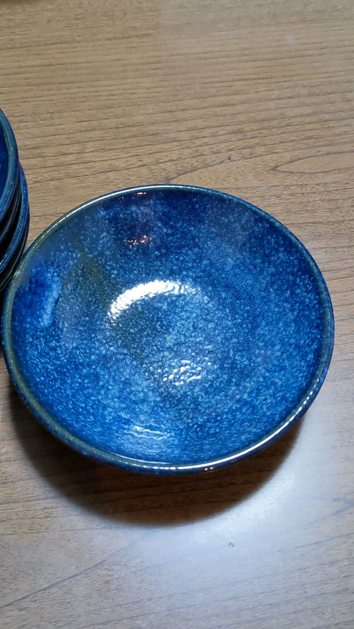 お買い得！SALE！不揃い商品　浅鉢13個13.5cm位窯点有　169 小鉢 取分け鉢 浅鉢/ 窯変紺反型13.5cm浅鉢 /業務用 家庭用 大量