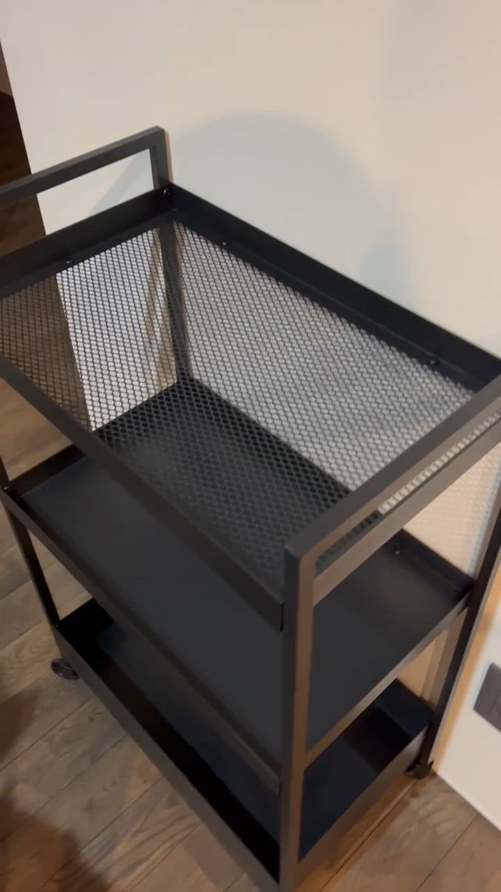 イケア IKEA ワゴン ブラック 黒 キャスター付き 50.5x30x83cm