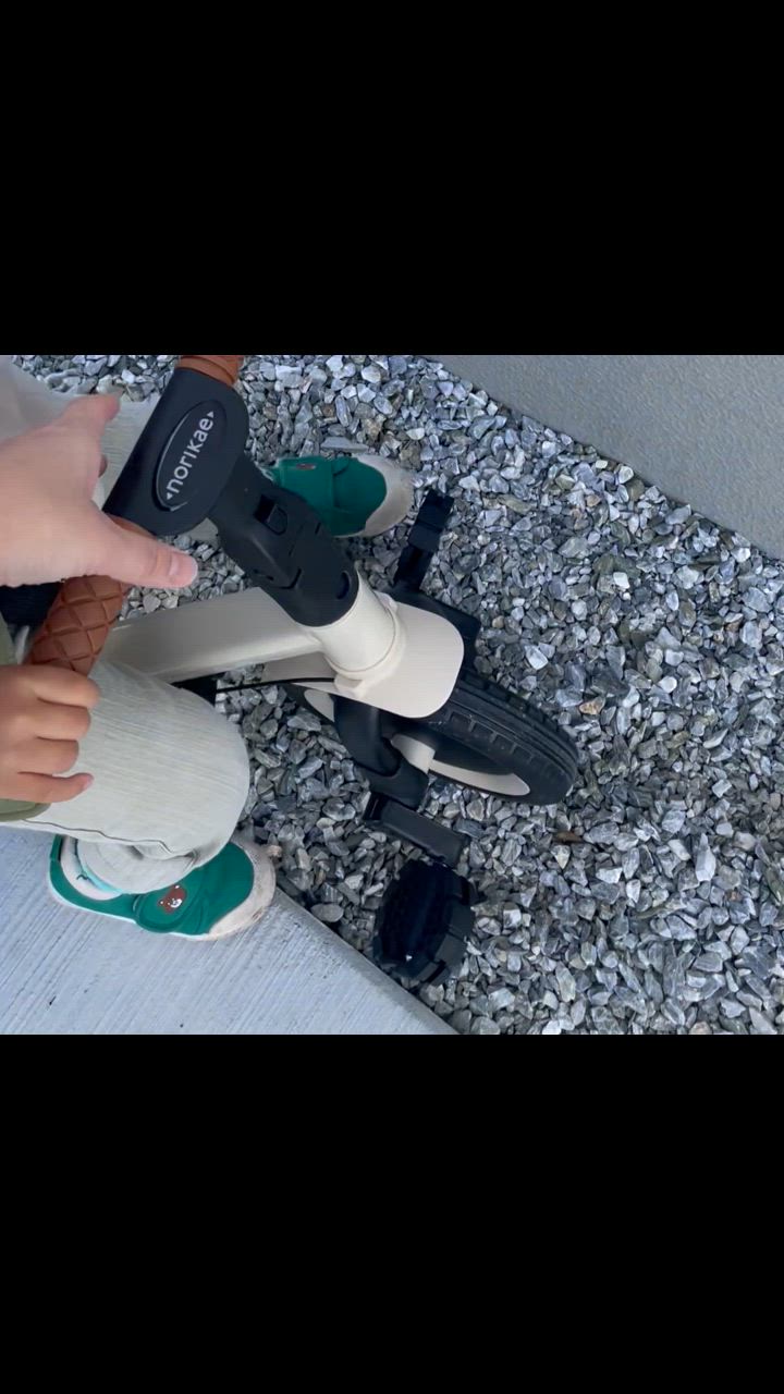 のりかえ三輪車【DX】 押し棒付き 布ベルト付き 背もたれ付き