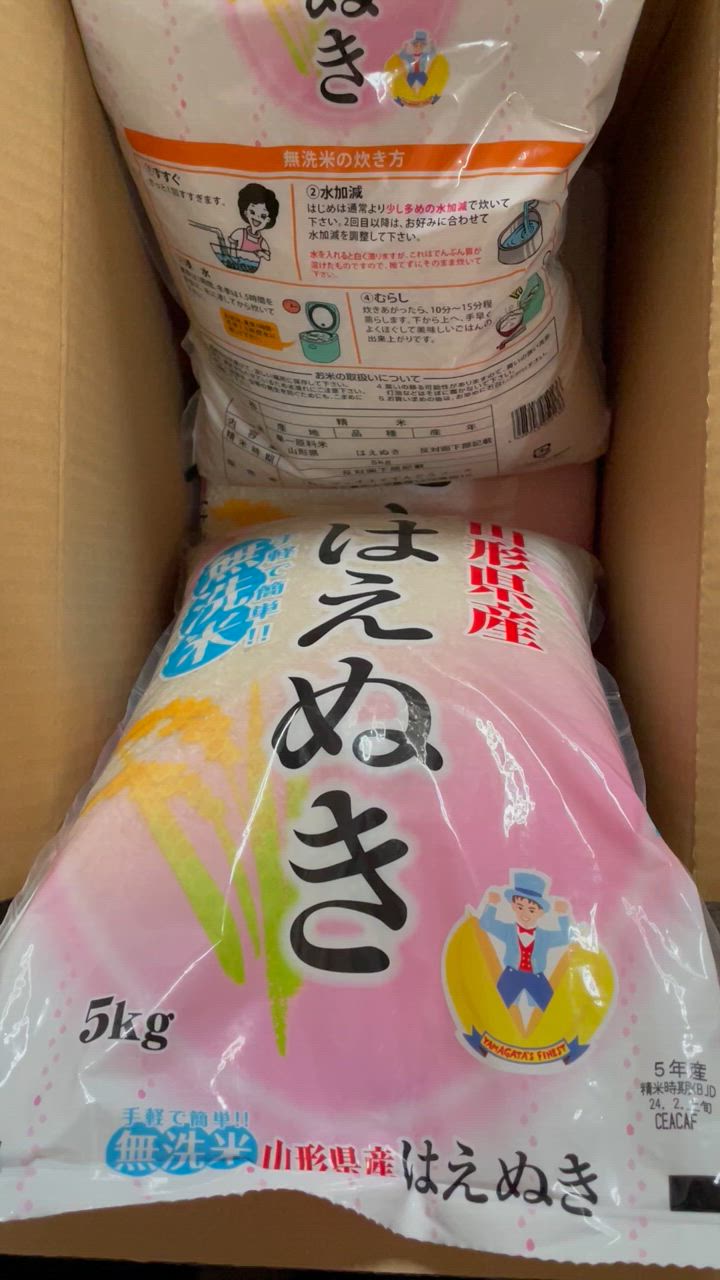 はえぬき お米 20kg 無洗米 (5kg×4袋) 山形県産 令和6年産