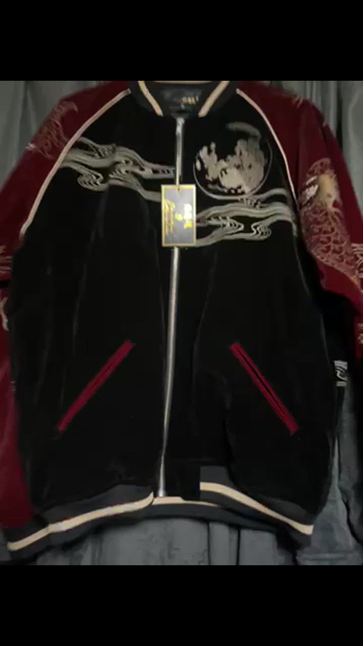 絡繰魂 スカジャン 別珍 粋 伏龍 刺繍 和柄 233071 からくりだ 絡繰魂 スカジャン 別珍 粋 伏龍 刺繍 和柄 233071 からくりだ