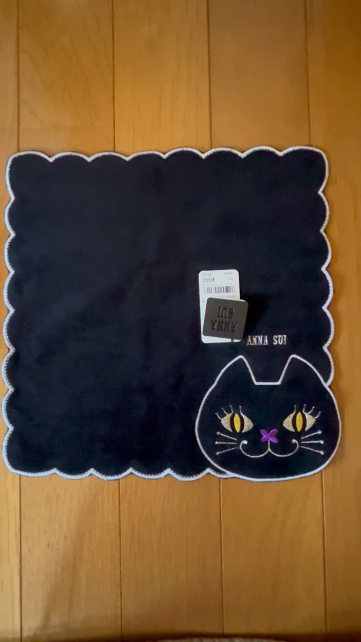 ANNA SUI ハンカチ ネコ刺繍タオルハンカチ レディース