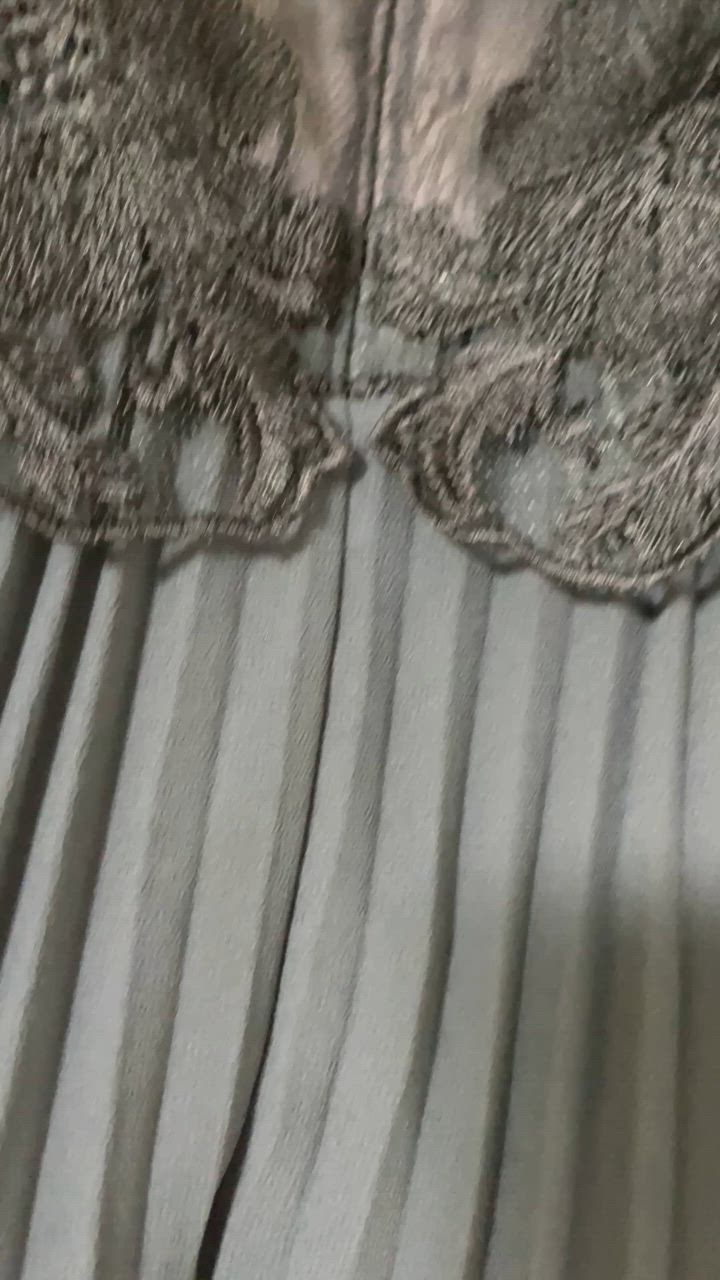 kana ドレス フラワー刺繍 レース 切り替え プリーツロング