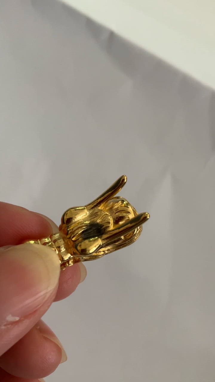 天然石 54537 わけあり 1個売り ドラゴンヘッド 龍頭 ゴールド