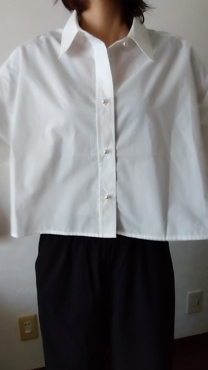 BONLECILL ブラウス シャツ パールボタンクロップドレギュラー
