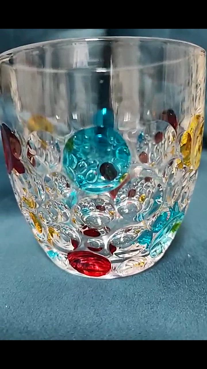 レトロ 水玉柄 ドット柄 透明 グラス ガラスコップ 400ml