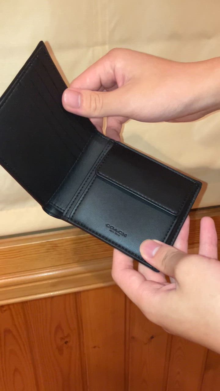 COACH コーチ メンズ 二つ折り財布 シグネチャー ブラック系