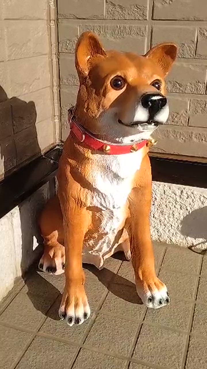 谷村実業 わんわんビックリキ (茶) SH2980 犬 置物 番犬 防犯