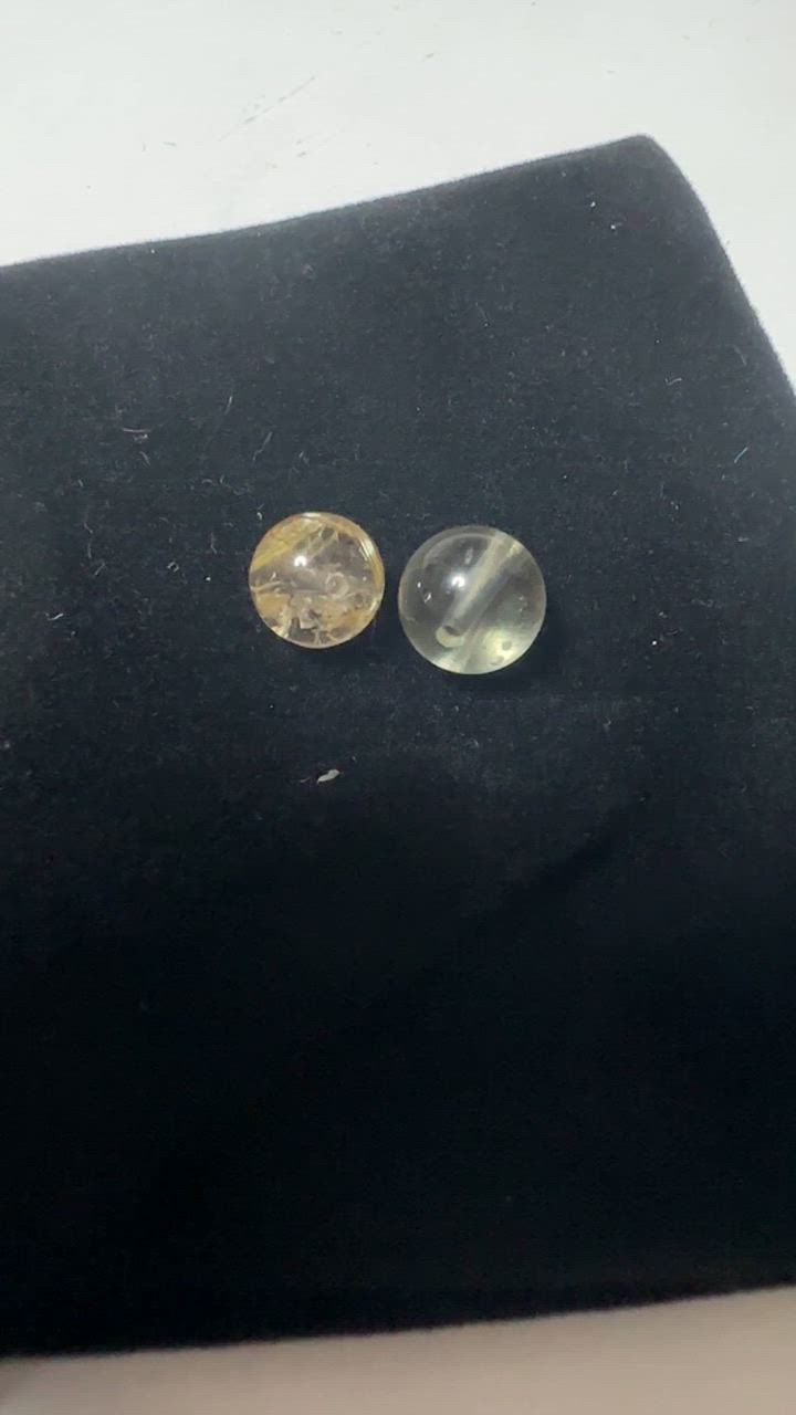 6A 金針 ルチルクォーツ 8mm 天然石 ビーズ 丸玉 2玉セット 粒