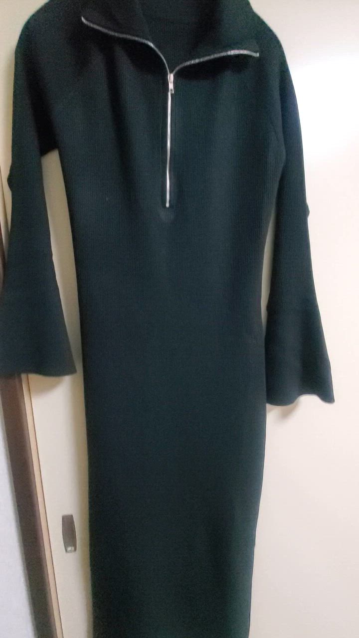 callautia ワンピース ハーフジップリブニットワンピース