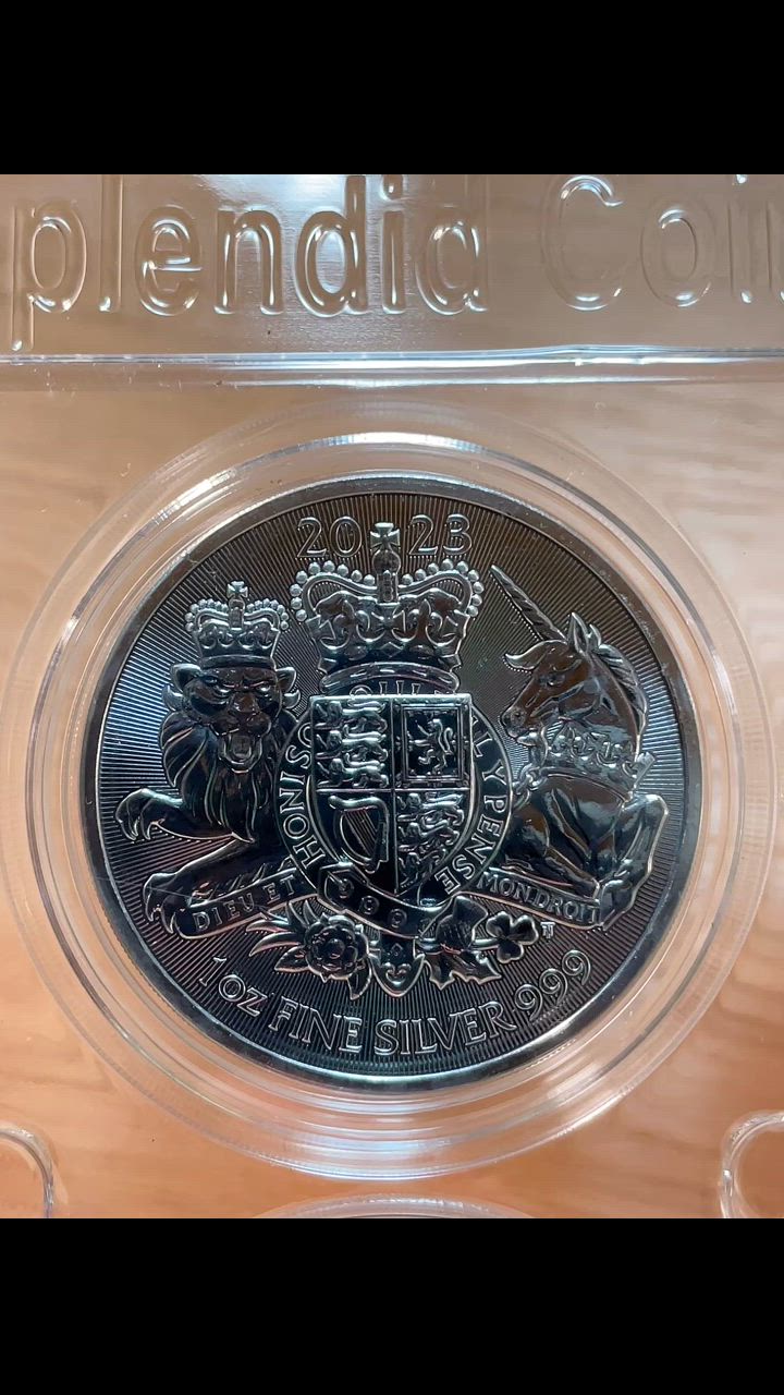 2023年　イギリス　「英国王室の紋章・ライオンとユニコーン」　純銀1オンス銀貨 2023年 (新品) イギリス「英国王室の紋章・ライオンとユニコーン