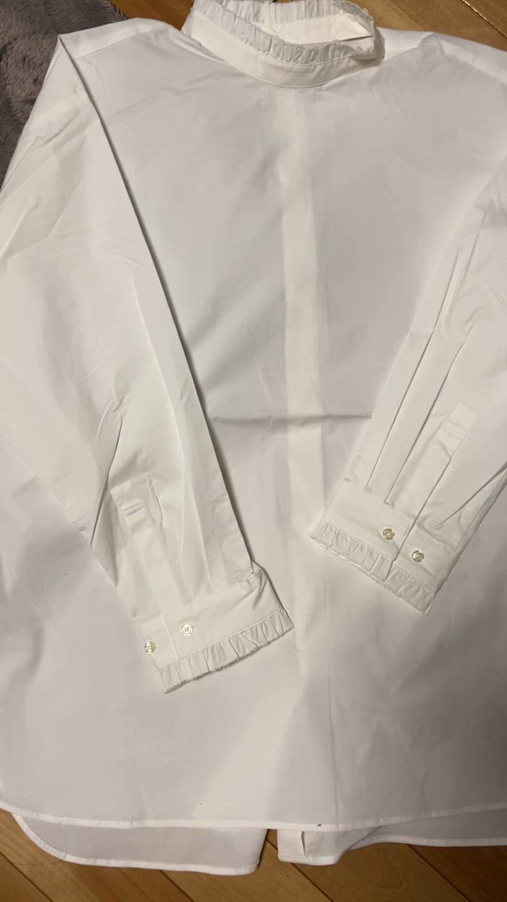 UNFILO ブラウス シャツ 「抗菌防臭/洗える」フリルネックシャツ