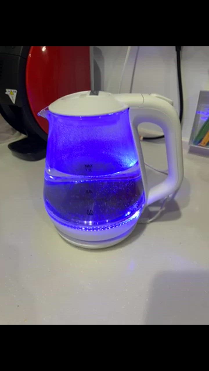 ブルーのガラス製電気ケトル 1L 容量 自動電源オフ機能付き Amazon | 超軽量 自動電源オフ 透明 2リットル ブルーライト搭載