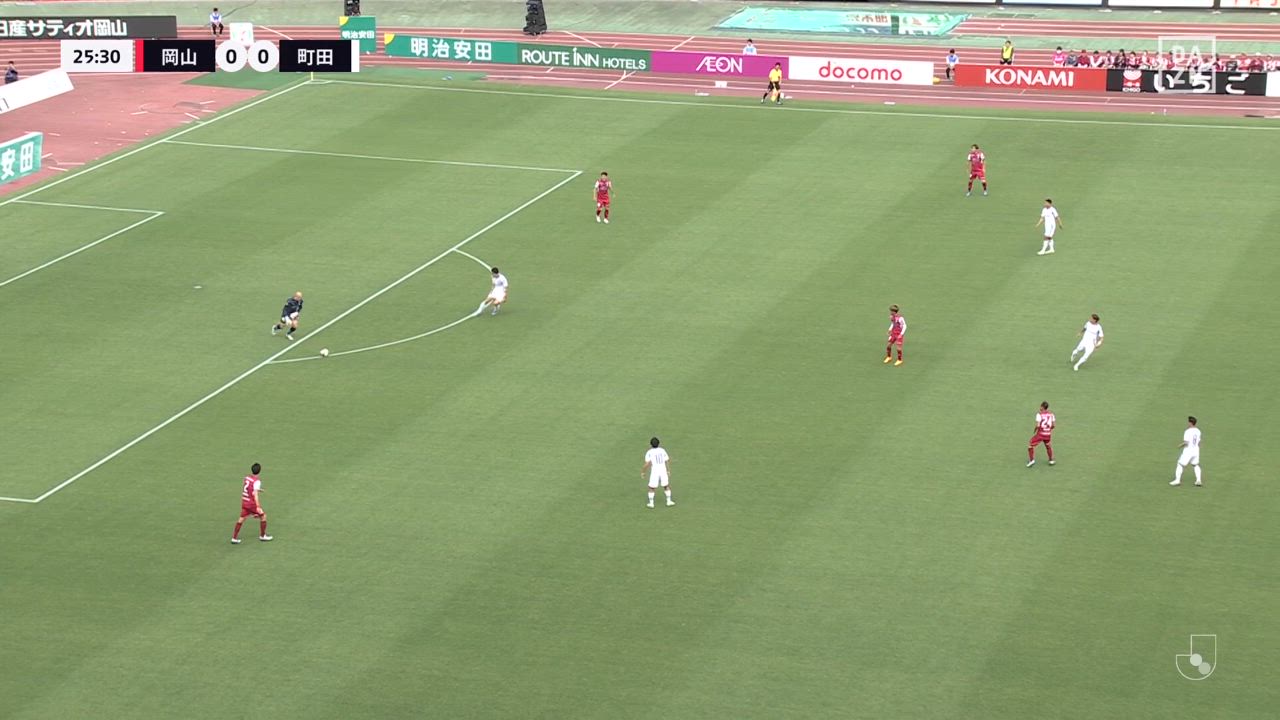 岡山、味方の粘りのキープから一美和成がしっかりと決め切った！【第18節】岡山 vs 町田