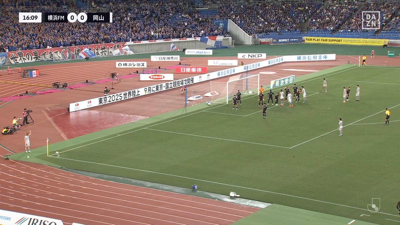 CKから岡山・ルカオがニアで逸らし先制！【第21節】横浜FM vs 岡山