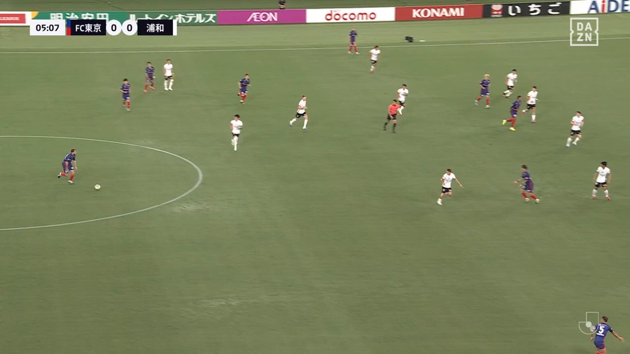 長友佑都からのクロスボールを遠藤渓太がコースを変えるヘディングで決めた！【第24節】FC東京 vs 浦和