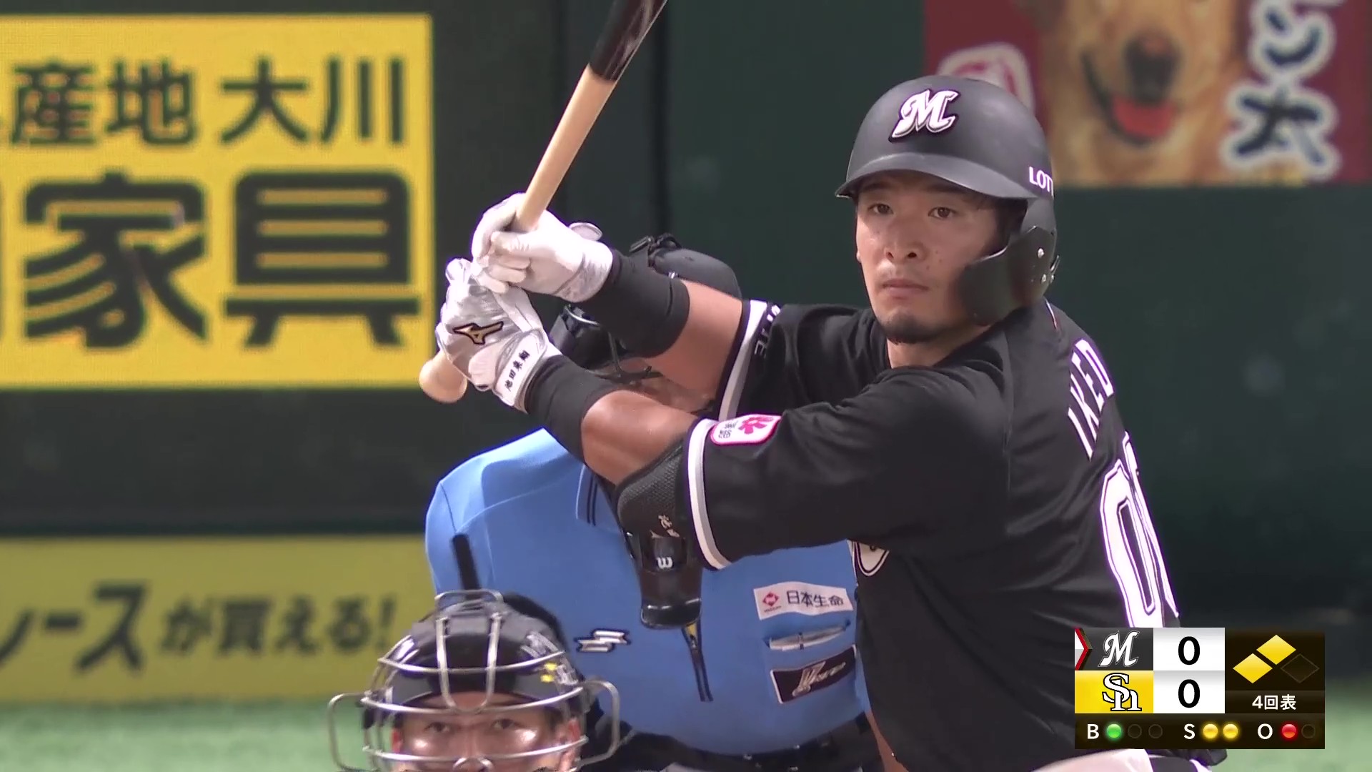 【4回表】マリーンズ・池田来翔 1アウト2,3塁のチャンスでショートゴロを放ち先制!! 2025年8月15日 福岡ソフトバンクホークス 対 千葉ロッテマリーンズ
