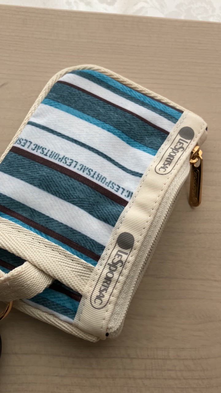 Le Sportsac ティールグリーン ストライプ 長財布 LeSportsac 財布 TECH WALLET WRISTLET ティールグリーン