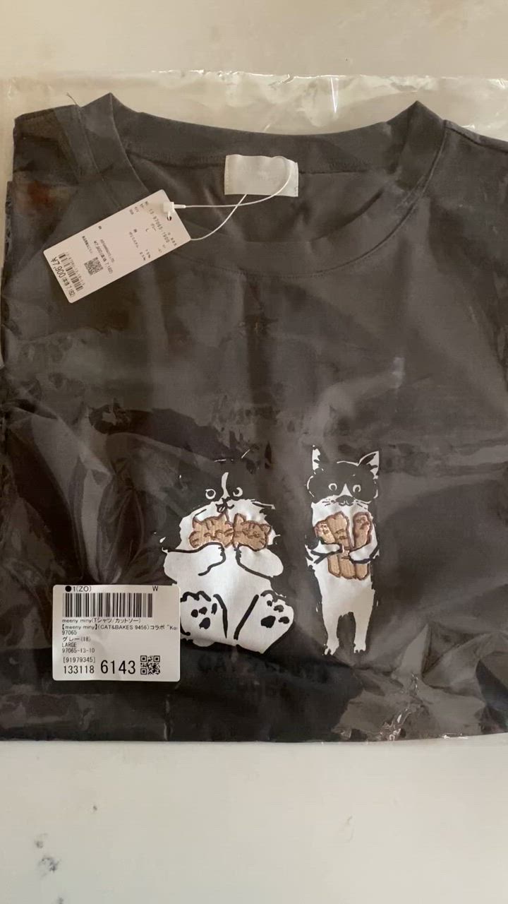 tシャツ 「meeny miny」「CAT＆BAKES 9456」コラボ ”Kossori ajimi” embroideryT レディース meeny miny tシャツ 「meeny miny」「CAT＆BAKES 9456」コラボ