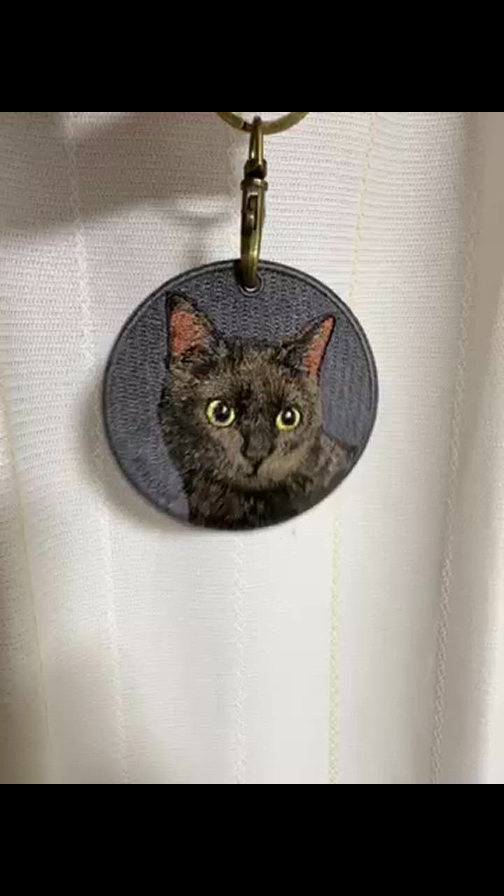 キーホルダー 猫 刺繍 ワッペン ネコ ネコ柄 アニマル チャーム