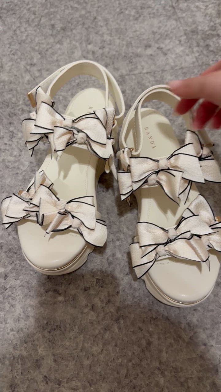 ランダ　ミニリボン厚底スポ―ツサンダル　アイボリーMサイズ ミニリボン厚底スポ―ツサンダル（サンダル）｜RANDA（ランダ）の