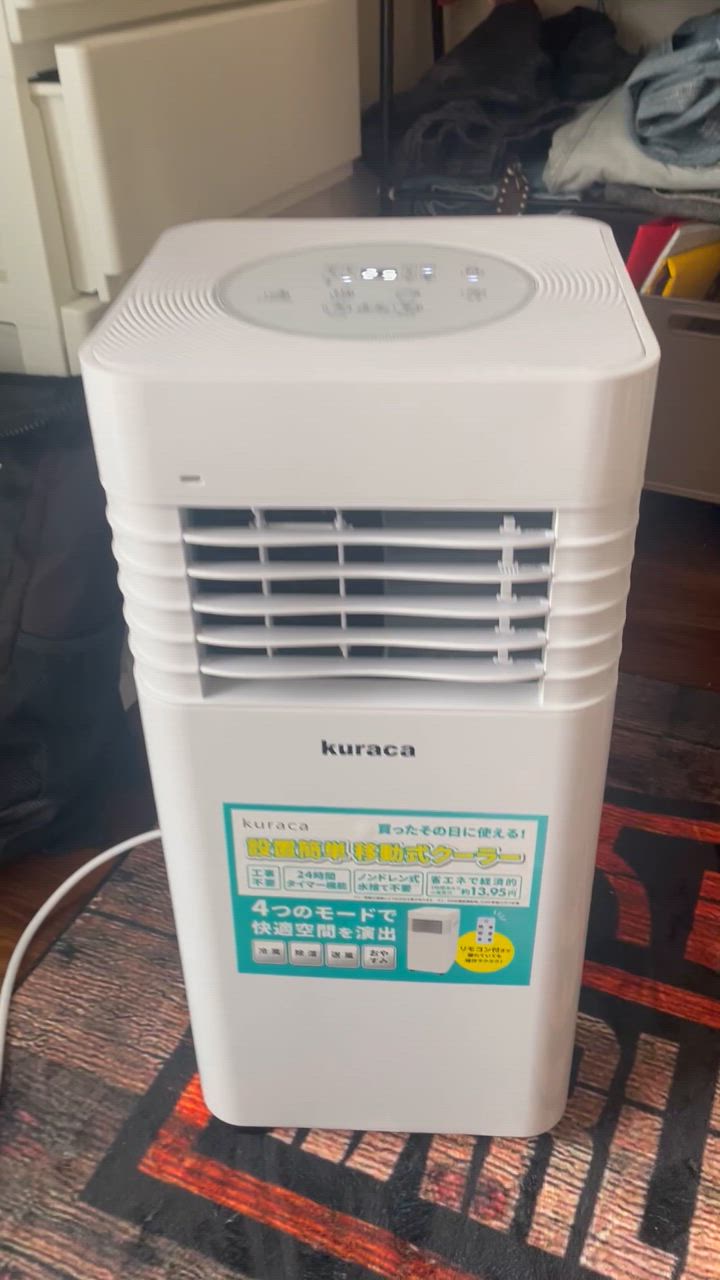 未使用■スポットクーラー 移動式エアコン kuraca QNFSA-09-WH レンタル] クラカ(kuraca) スポットクーラー0.9kw QNFSA-09-WH