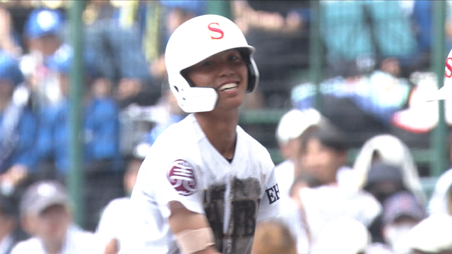 済美が反撃　７番田室の同点タイムリーに続き１番鎰谷が執念のヘッドスライディング 【東洋大姫路vs済美】