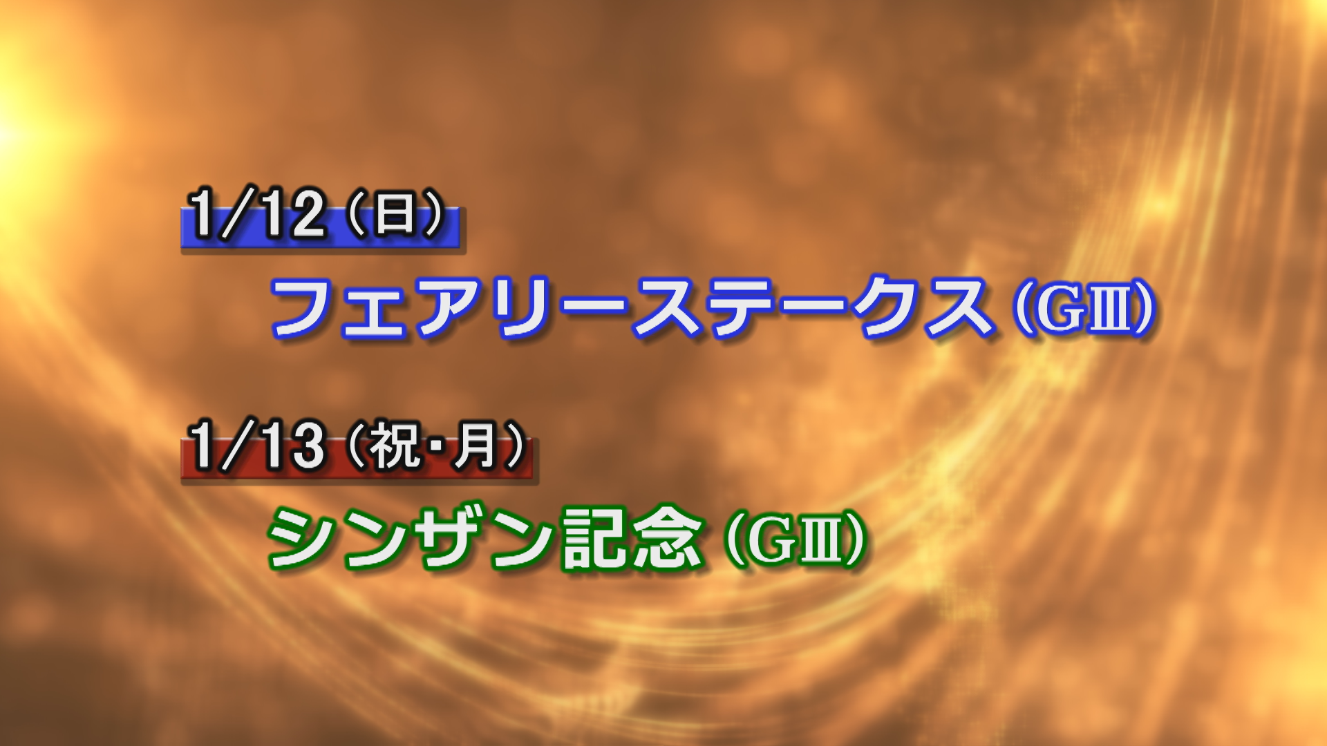 【今週の重賞インフォメーション】フェアリーＳ他　1/12（日）・13（祝月）