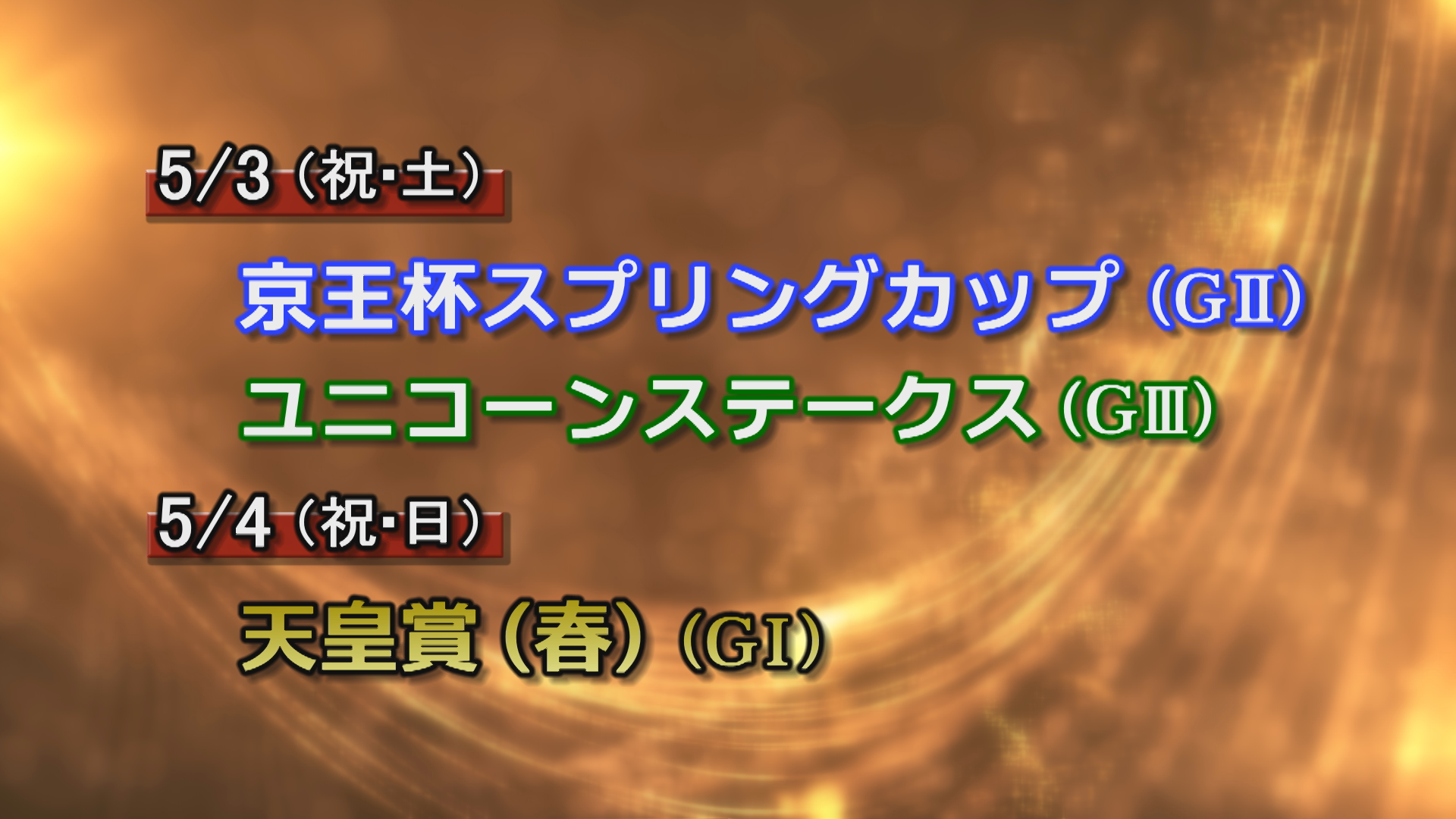 【今週の重賞インフォメーション】京王杯スプリングＣ他　5/3（祝土）