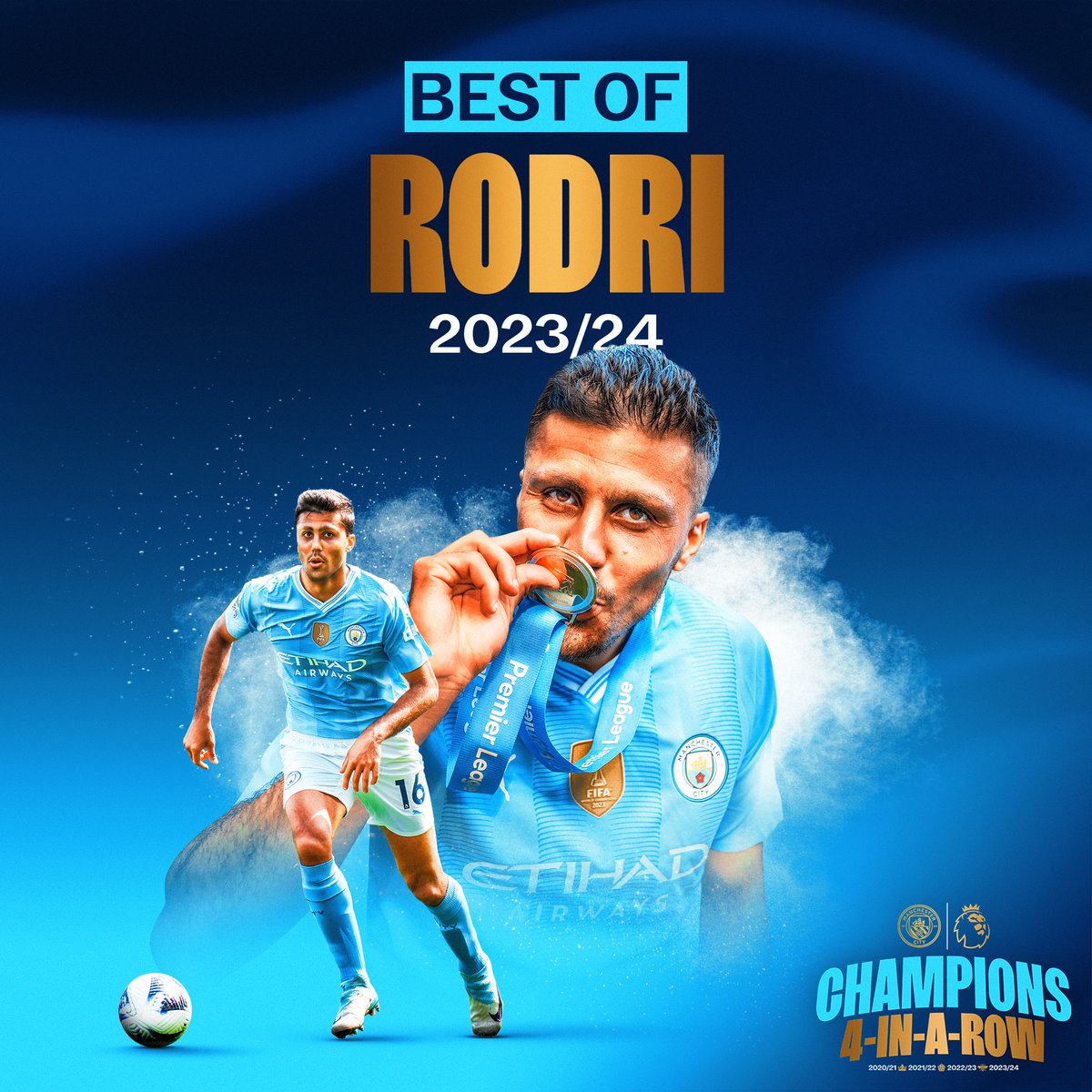 動画】23/24シーズンのロドリを振り返る｜マンチェスター・シティ