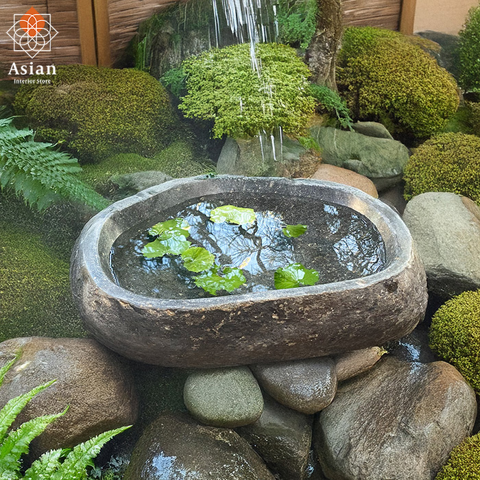 水鉢 睡蓮鉢 メダカ鉢 大型 つくばい 手水鉢 石 庭 おしゃれ