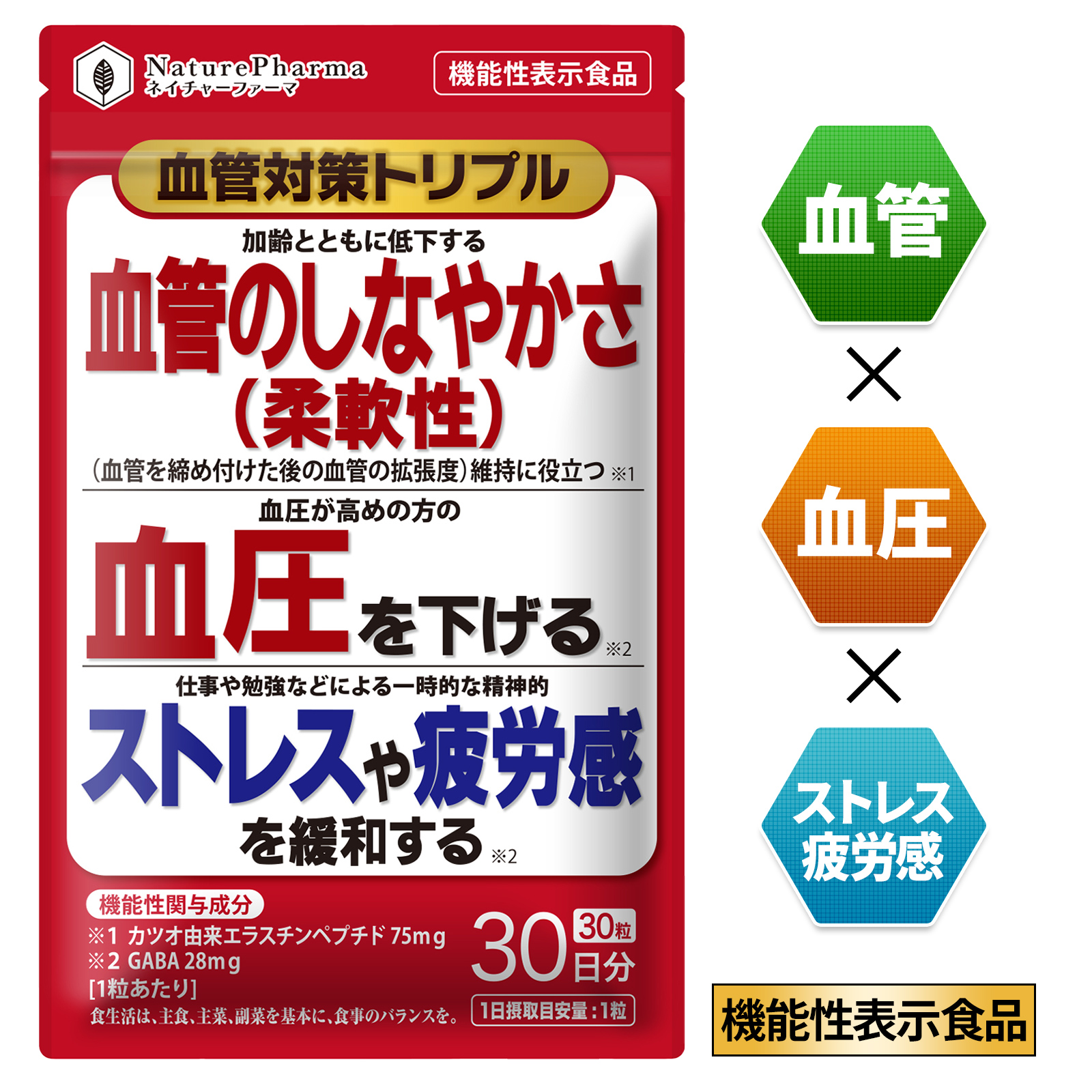 楽天市場】高めの血圧を下げる 血管のしなやかさ維持 血圧サプリ