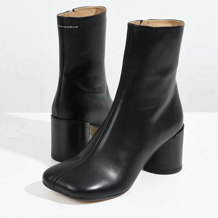 新品 MM6 メゾン マルジェラ ブーツ 38（24.5〜25）黒 ヒール5cm エムエムシックス メゾンマルジェラ MM6 Maison Margiela 25SS レザー