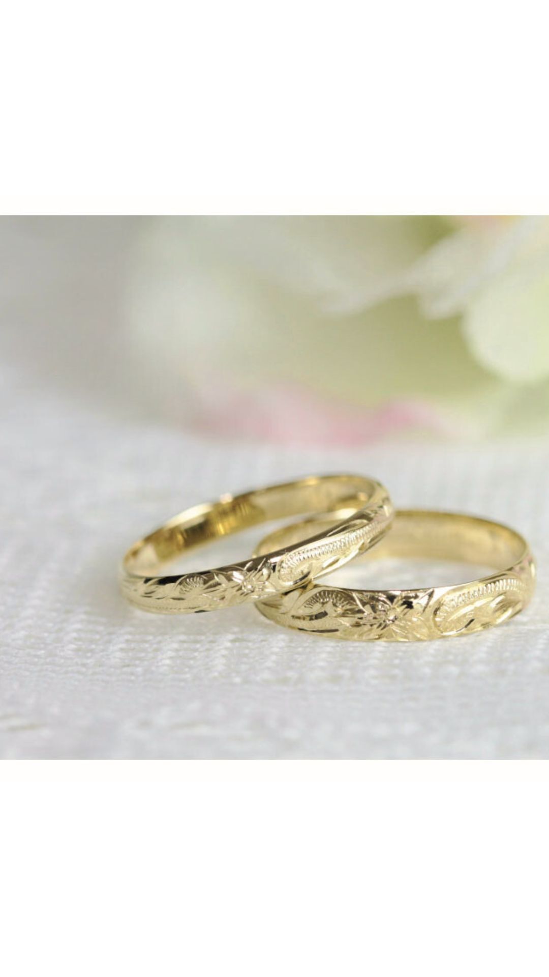 ハワイアンジュエリー ペアリング 指輪 刻印無料 K14ゴールド 14金 2個