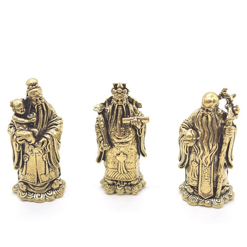 【メール便OK】 福禄寿 置物 金属製 アジアの神様 三体セット 5.5cm |  | 08